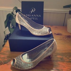 Adrianna Papell Jeweled Mesh Peep Toe Pumps
